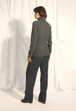 LUCIE pull col roulé anthracite chiné