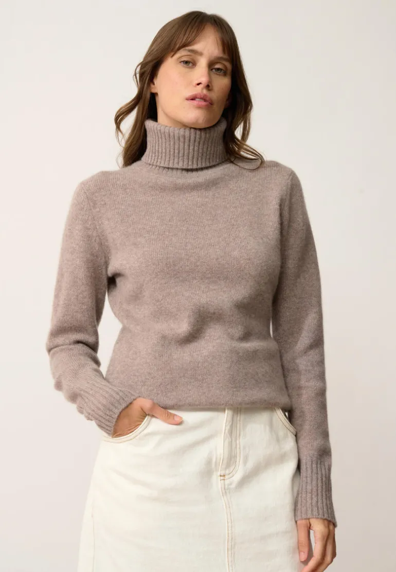 LUCIE pull col roulé caribou chiné