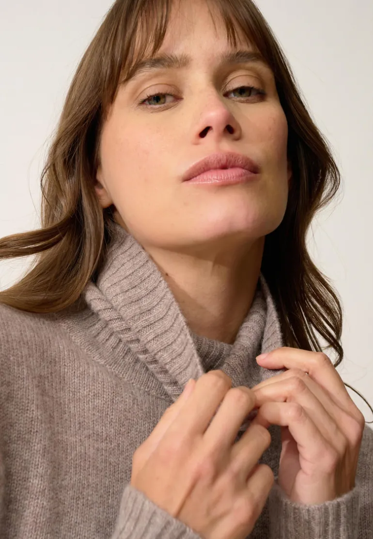 LUCIE pull col roulé caribou chiné