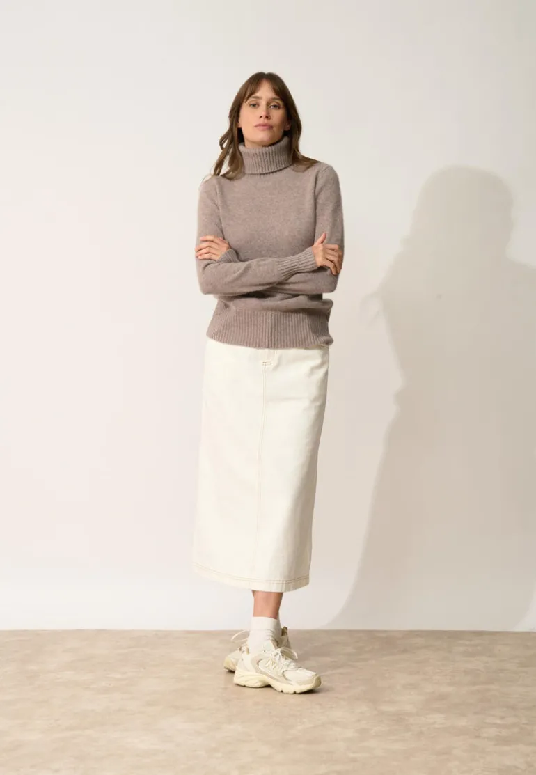 LUCIE pull col roulé caribou chiné