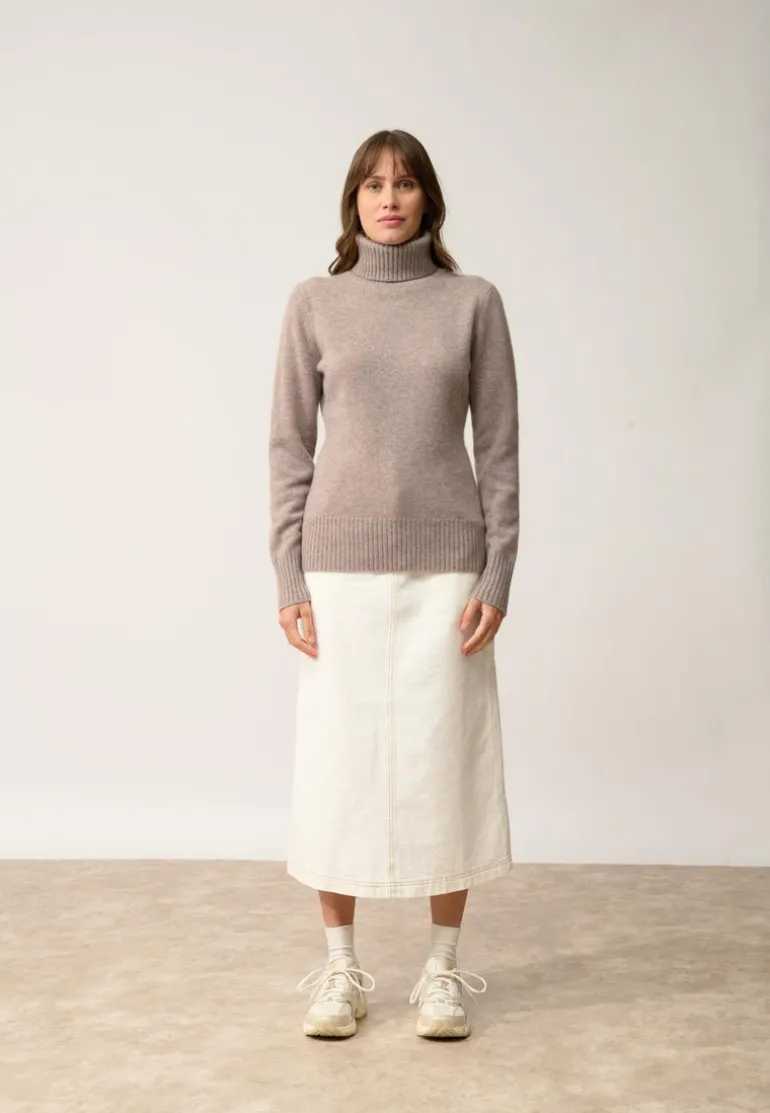 LUCIE pull col roulé caribou chiné