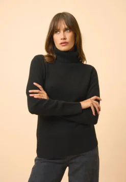LUCIE pull col roulé noir