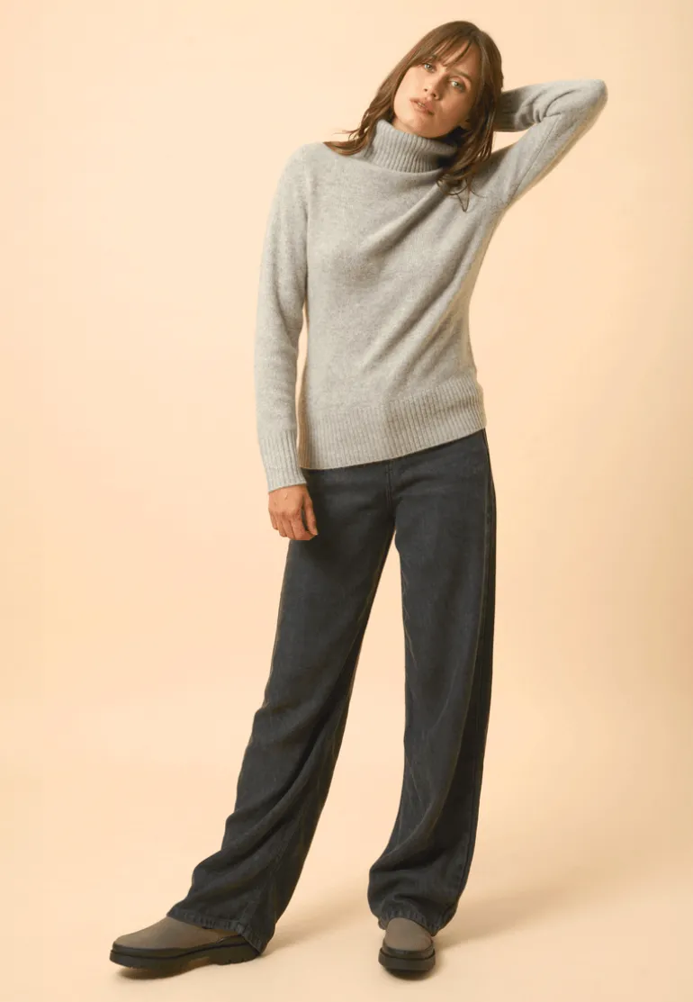 LUCIE pull col roulé nuage chiné