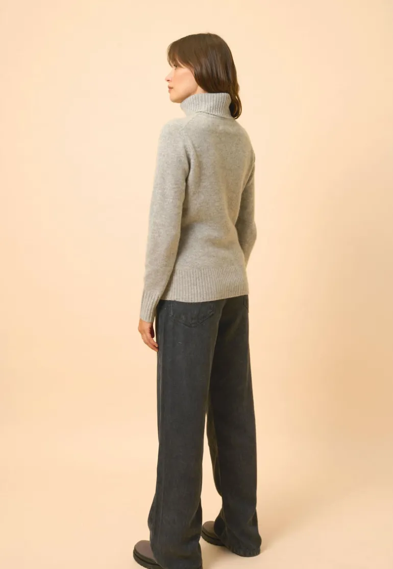 LUCIE pull col roulé nuage chiné