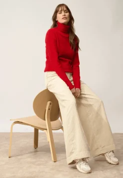 LUCIE pull col roulé rouge