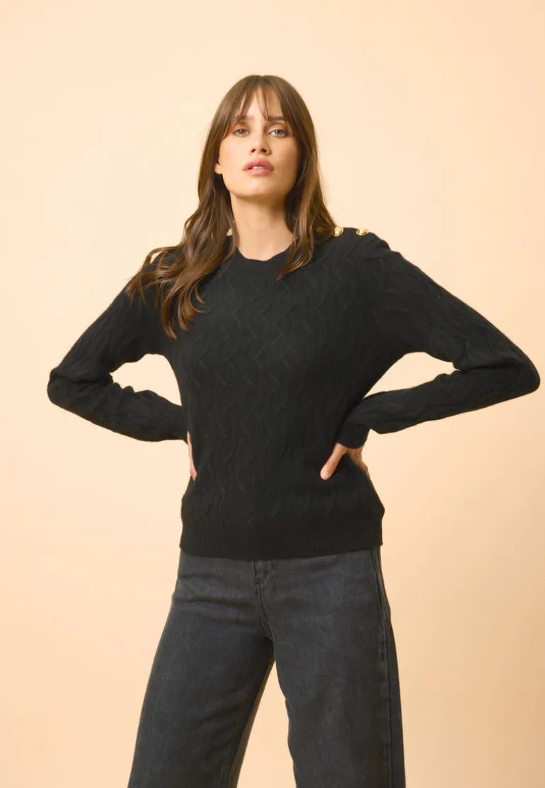 LYND pull col rond noir