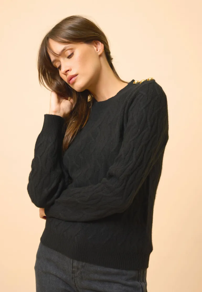 LYND pull col rond noir