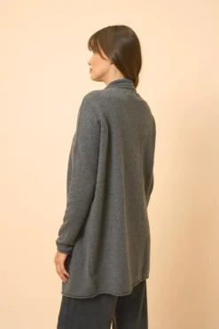 MADDIE gilet col châle anthracite chiné