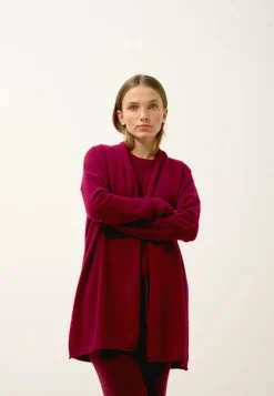 MADDIE gilet col châle bordeaux