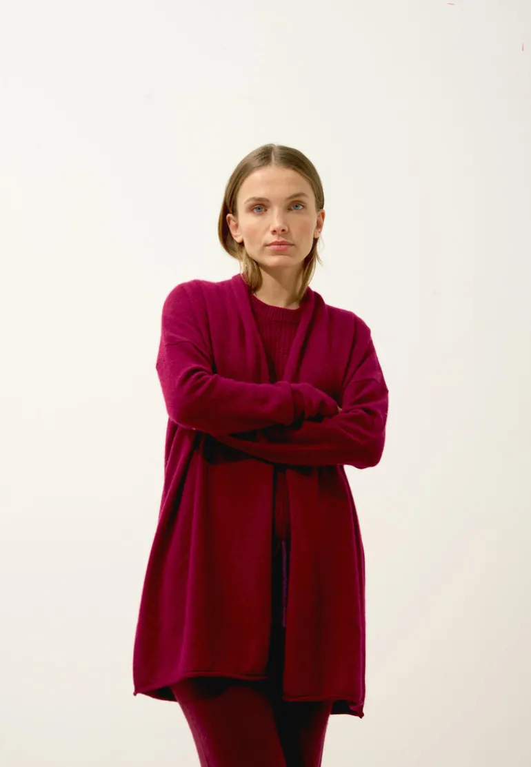 MADDIE gilet col châle bordeaux