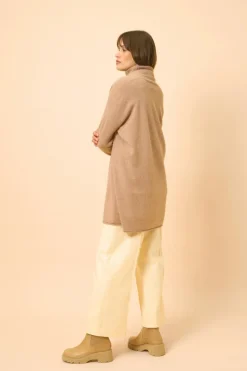 MADDIE gilet col châle camel chiné