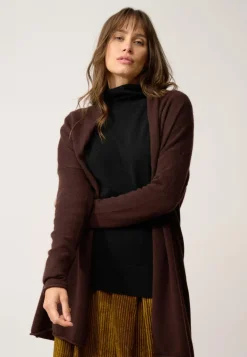MADDIE gilet col châle choco