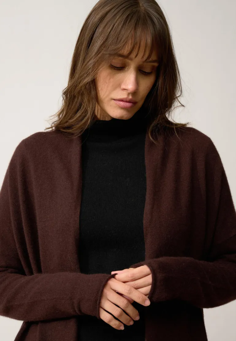 MADDIE gilet col châle choco