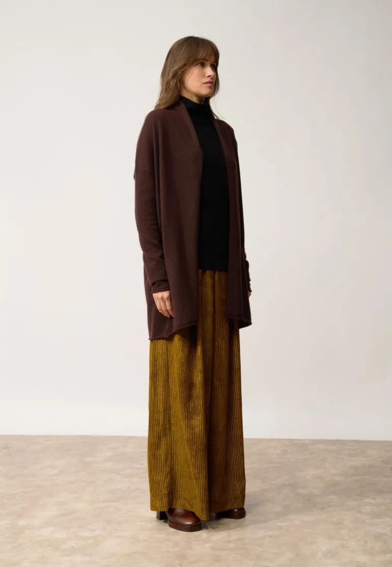 MADDIE gilet col châle choco