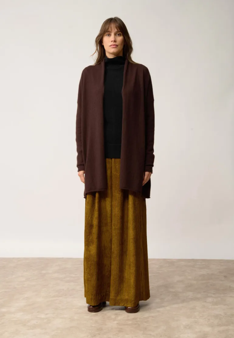 MADDIE gilet col châle choco