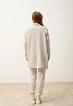 MADDIE gilet col châle gris perle chiné