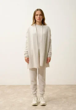 MADDIE gilet col châle gris perle chiné