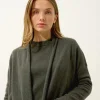 MADDIE gilet col châle kaki chiné