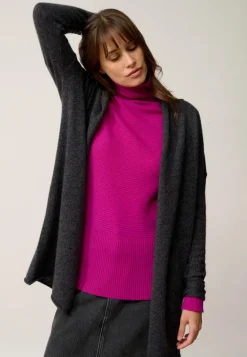 MADDIE gilet col châle noir chiné