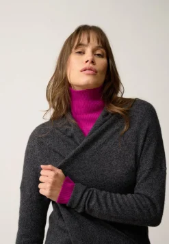 MADDIE gilet col châle noir chiné