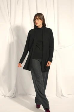 MADDIE gilet col châle noir