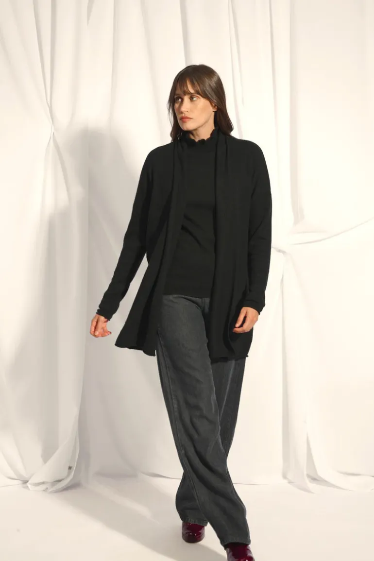 MADDIE gilet col châle noir