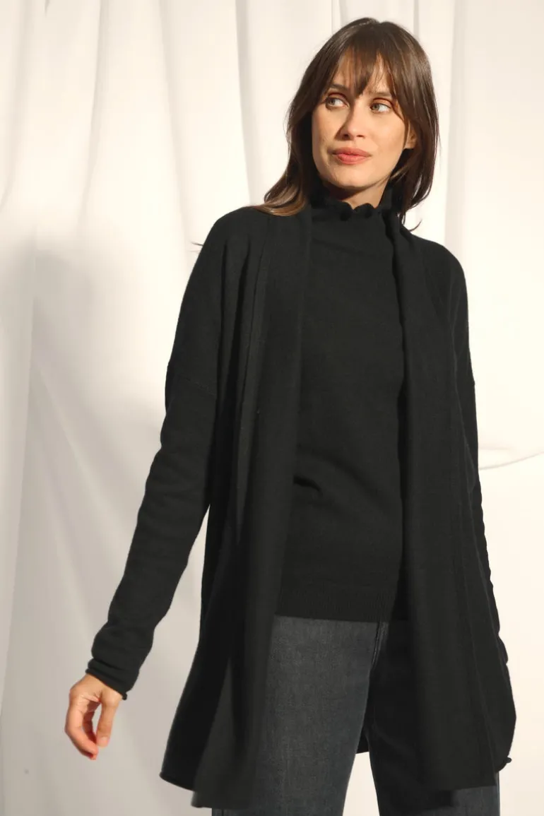 MADDIE gilet col châle noir