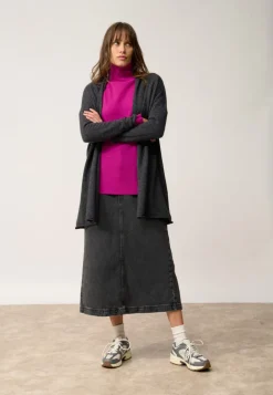 MADDIE gilet col châle noir chiné