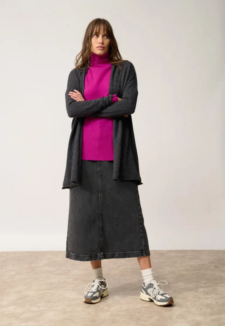 MADDIE gilet col châle noir chiné