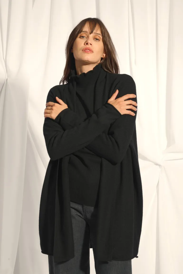 MADDIE gilet col châle noir