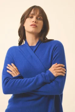 MADDIE gilet col châle outremer