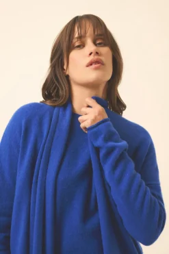 MADDIE gilet col châle outremer