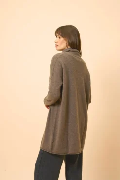 MADDIE gilet col châle taupe chiné