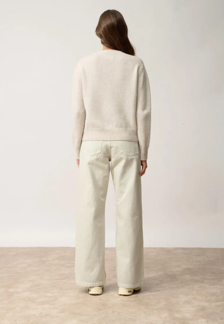 MARGAUX pull col rond gris perle chiné