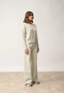 MARGAUX pull col rond gris perle chiné