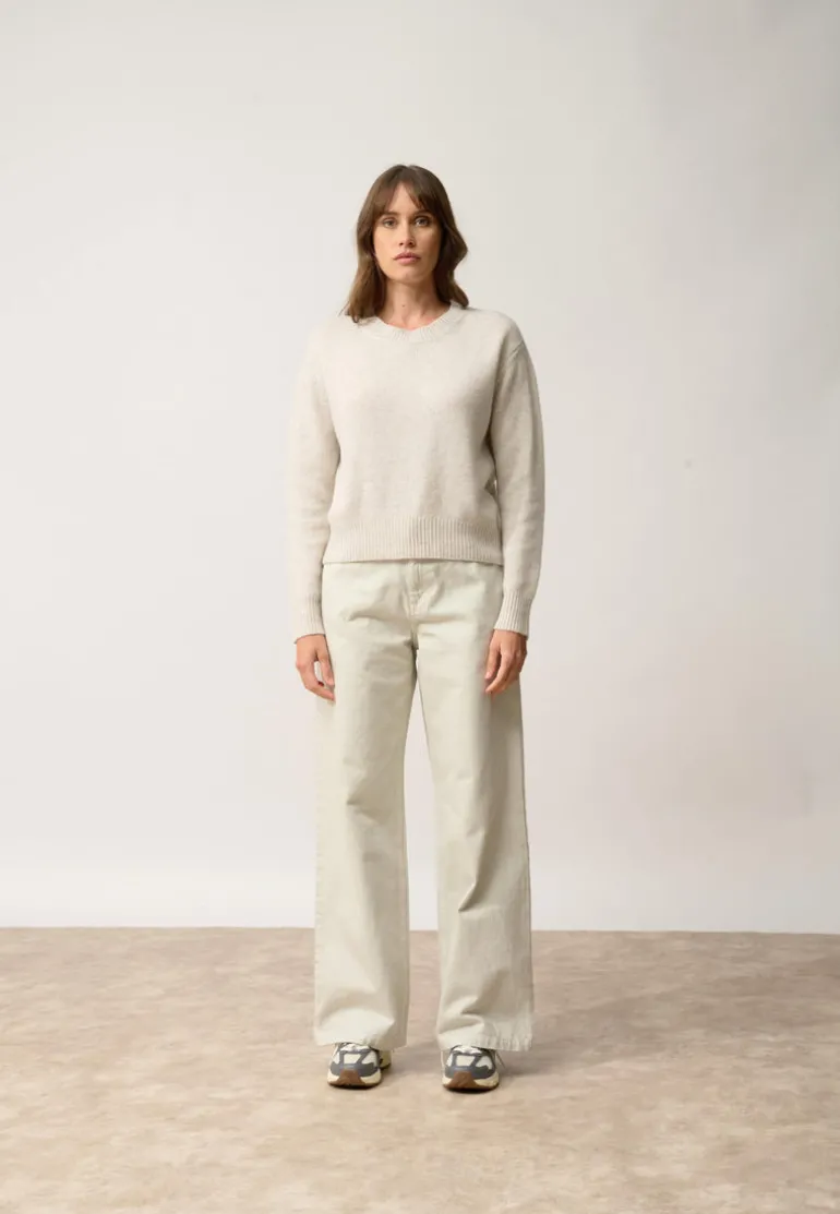 MARGAUX pull col rond gris perle chiné