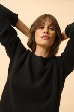 MARGAUX pull col rond noir
