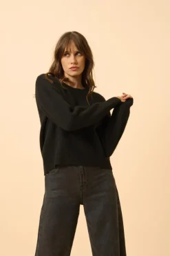 MARGAUX pull col rond noir