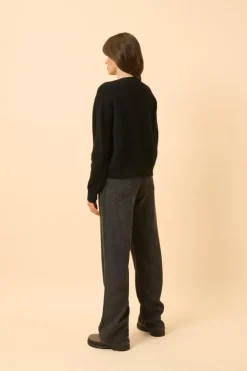 MARGAUX pull col rond noir