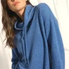 MELROSE pull col montant bleu denim
