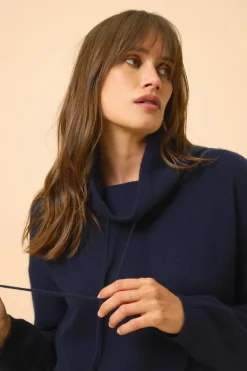 MELROSE pull col montant navy