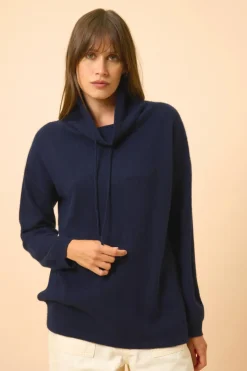 MELROSE pull col montant navy