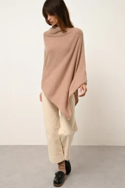 MEREDITH poncho col bateau camel chiné