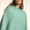 MEREDITH poncho col bateau vert chiné