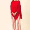 MEREDITH poncho col bateau rouge