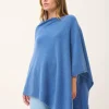 MEREDITH poncho col bateau bleu denim