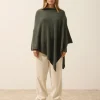 MEREDITH poncho col bateau kaki chiné