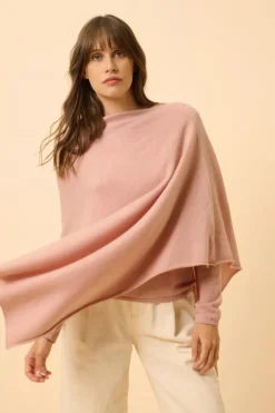 MEREDITH poncho col bateau bois de rose