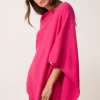 MEREDITH poncho col bateau fuchsia