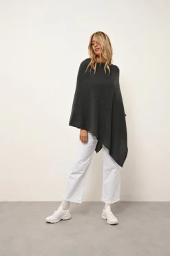 MEREDITH poncho col bateau anthracite chiné